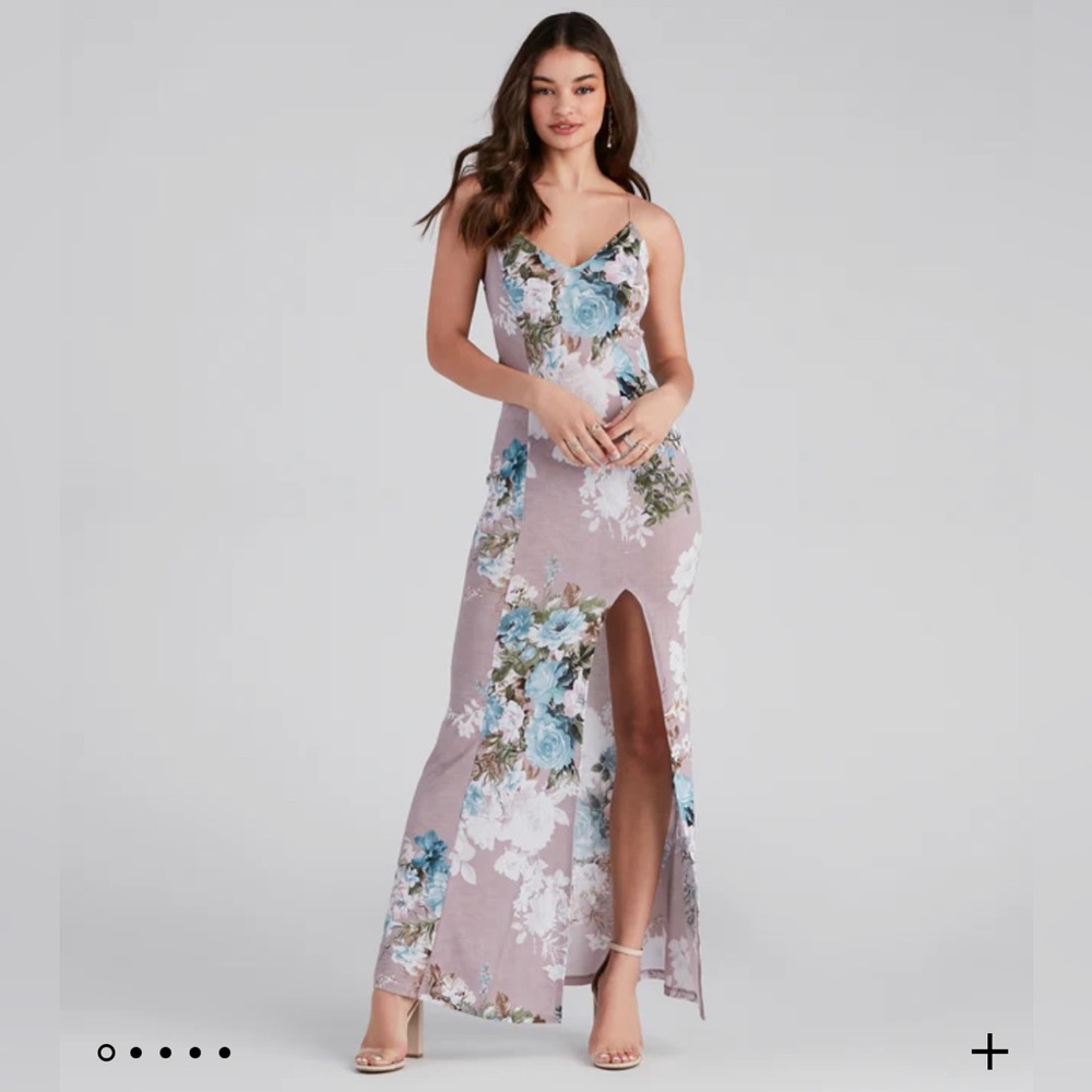 Floral Long Dress with Slit
